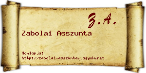 Zabolai Asszunta névjegykártya